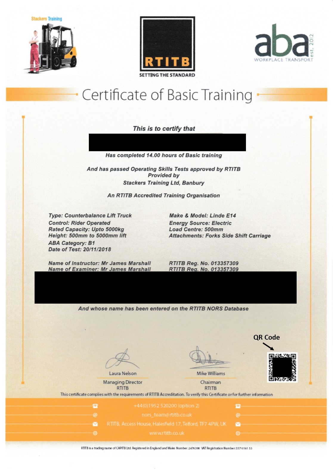 Qr Code On Rtitb Certificates And Id Cards Stackers Training